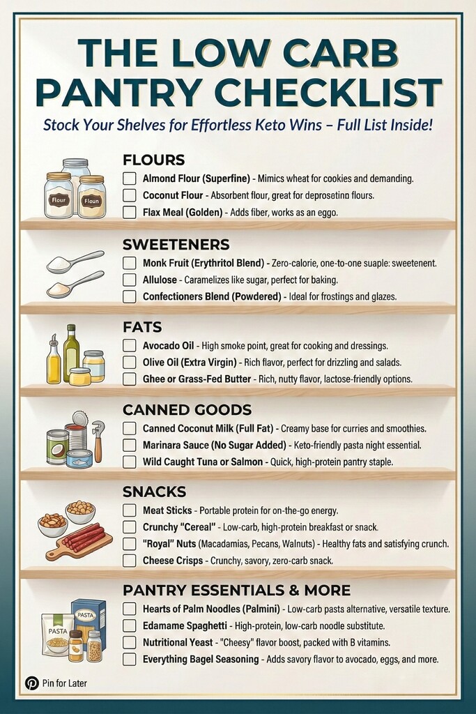 Printable checklist for low carb pantry essentials