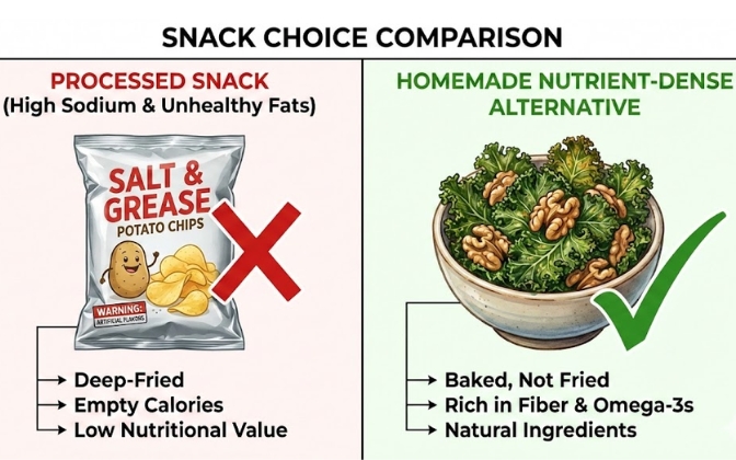Comparison of high carb snacks versus diabetic friendly crunchy snacks